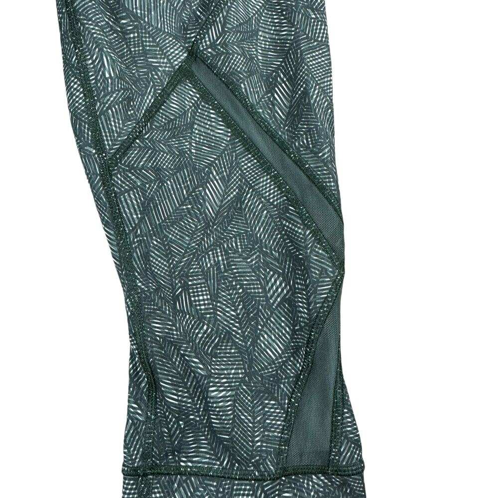 LULULEMON Green White Palm Tree Mesh Inset Cropped Leggings Women's Size 6 - Picture 4 of 7